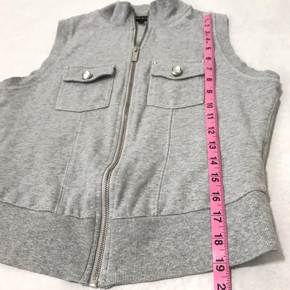 Bebe Sport Heather Gray Outer Wear Sleeveless Front Zipper Vest Sz L - Picture 13 of 14